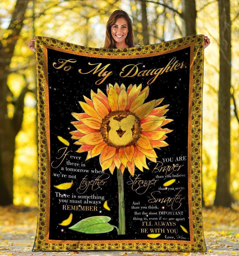 To My Daughter Hippie Sunflower Mom And Daughter Fleece Blanket