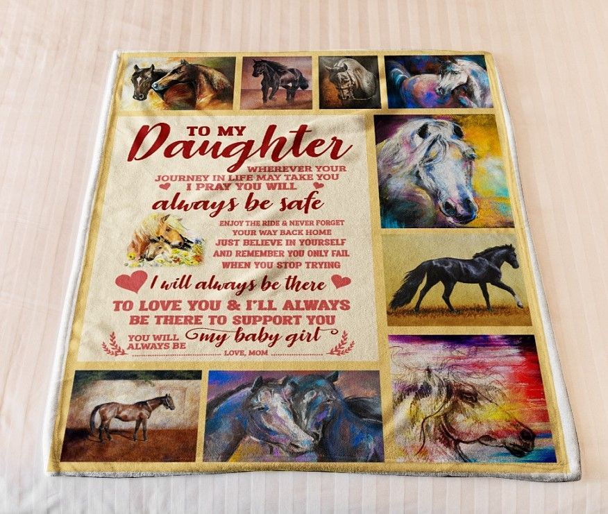To My Daughter Horse Sherpa Fleece Blanket