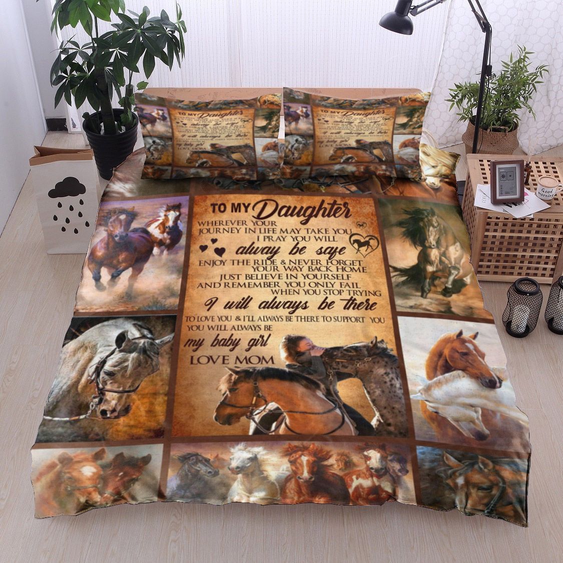 To My Daughter Horse Bedding Set
