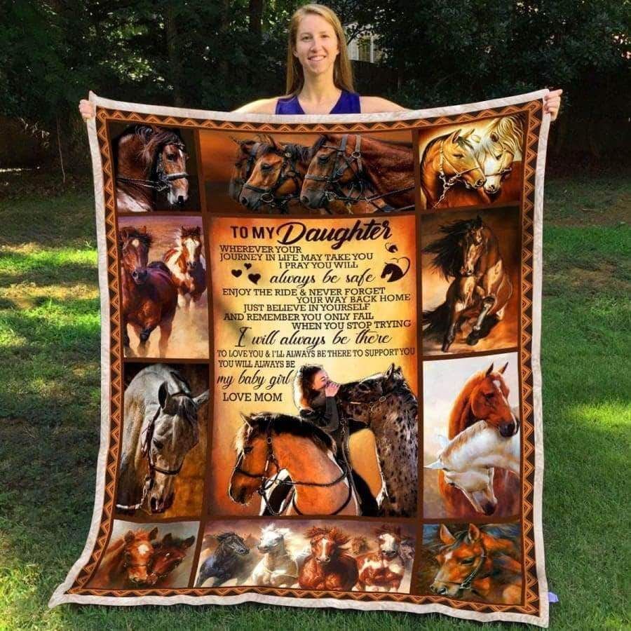 To My Daughter Horse Sherpa Fleece Blanket