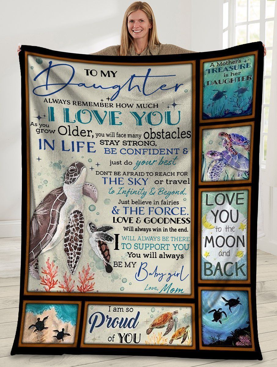 To My Daughter How Much I Love You Sea Turtle Fleece Blanket