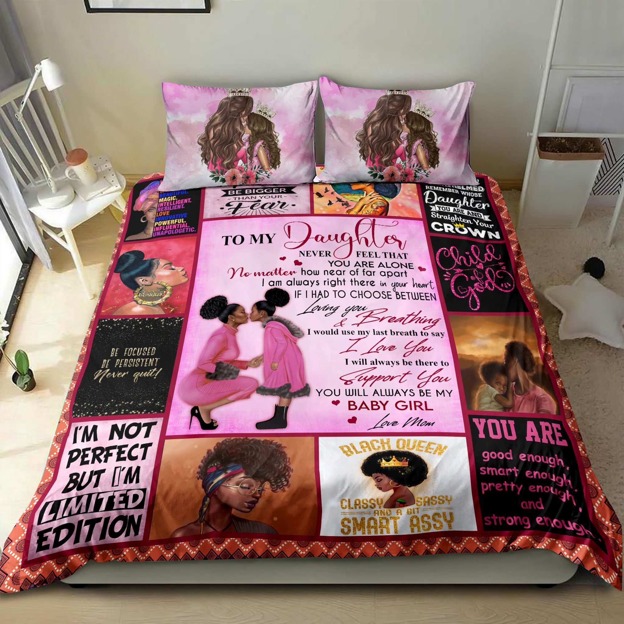 To My Daughter I Love You Love Mom Bedding Set