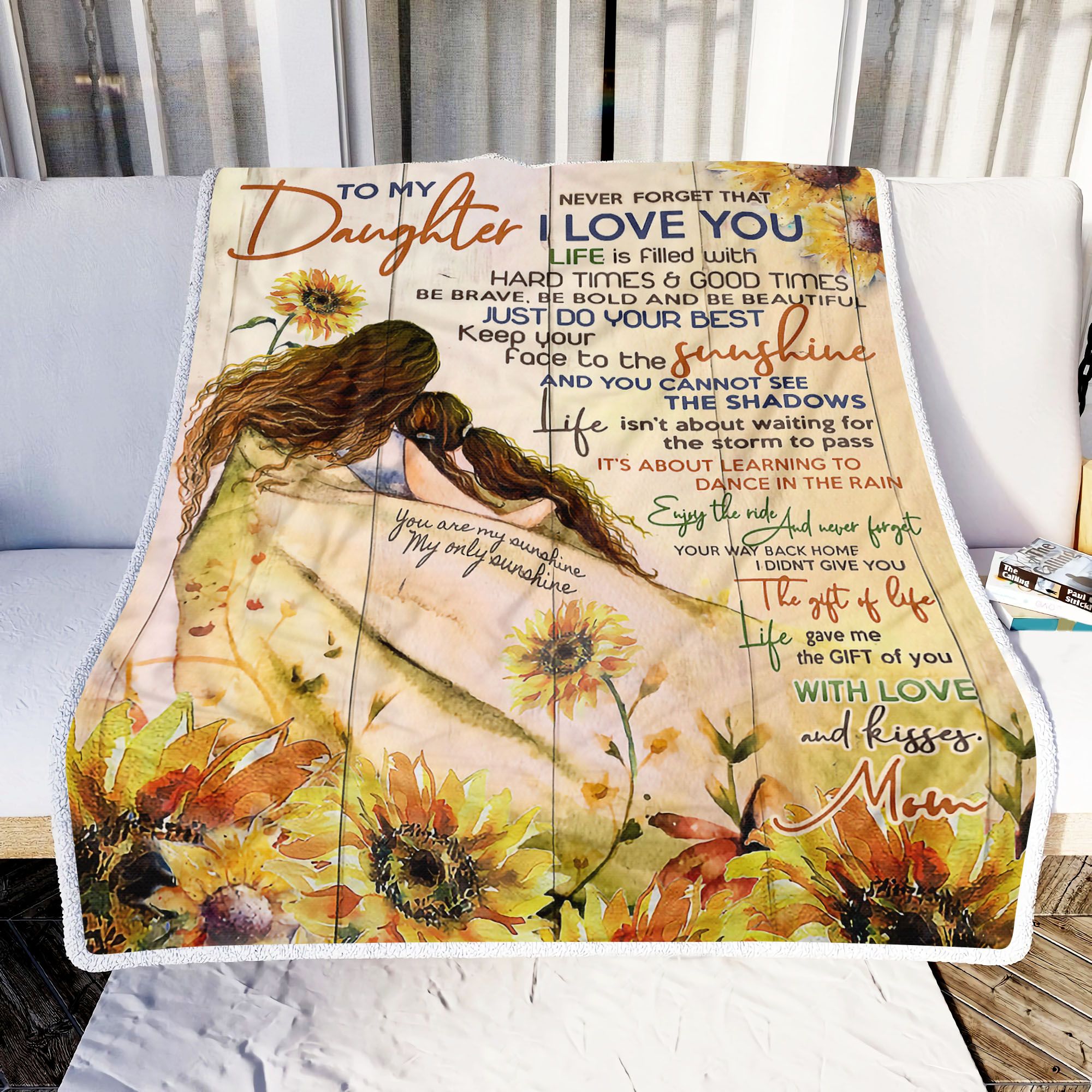 To My Daughter I Love You Mom Fleece Blanket