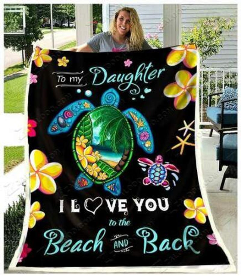 To My Daughter I Love You To The Beach Sherpa Fleece Blanket