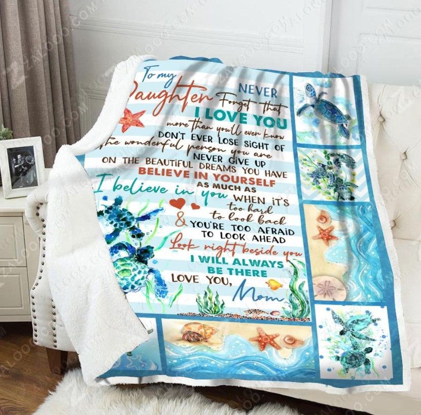 To My Daughter I Will Be There Turtle Sherpa Fleece Blanket