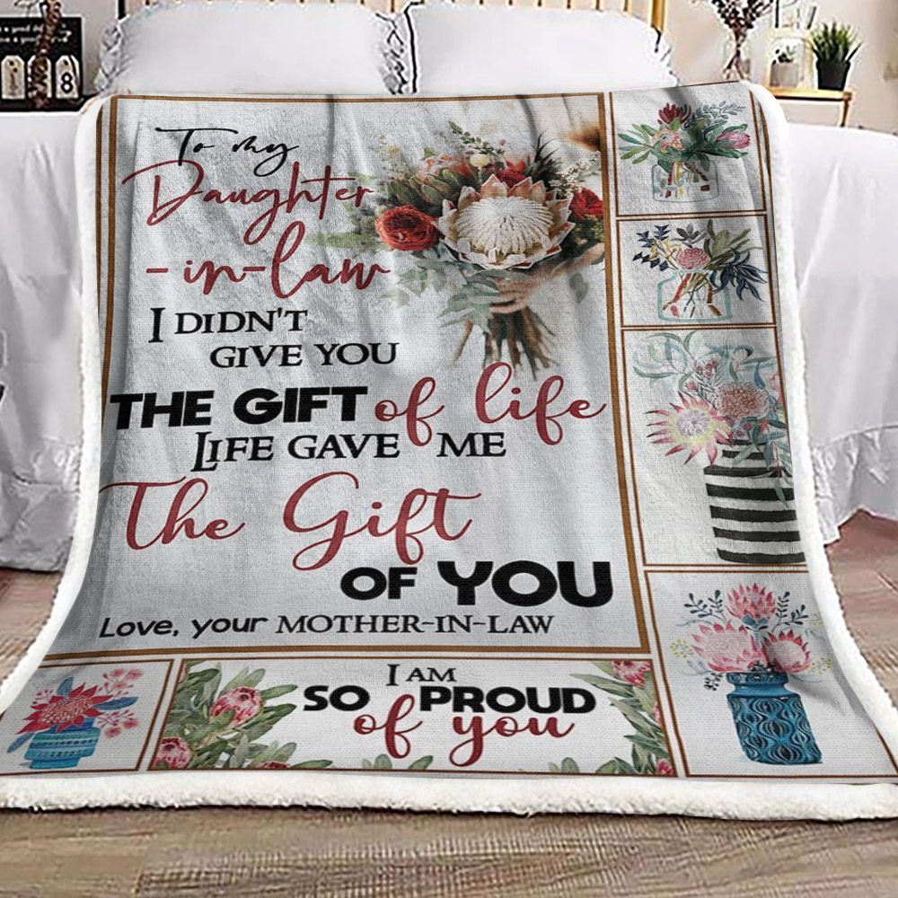To My Daughter In Law Protea Flower Sherpa Fleece Blanket