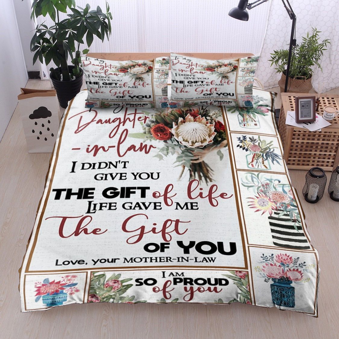 To My Daughter In Law Protea Flower Bedding Set