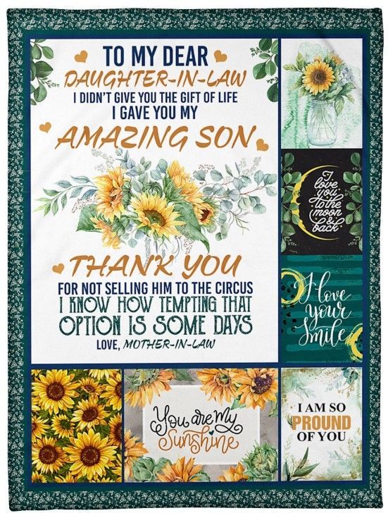 To My Daughter In Law You Are My Sunshine Sherpa Fleece Blanket