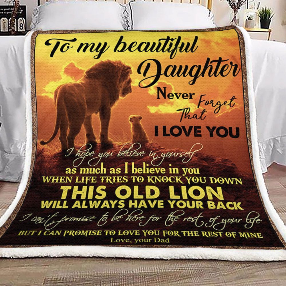 To My Daughter Lion Sherpa Fleece Blanket