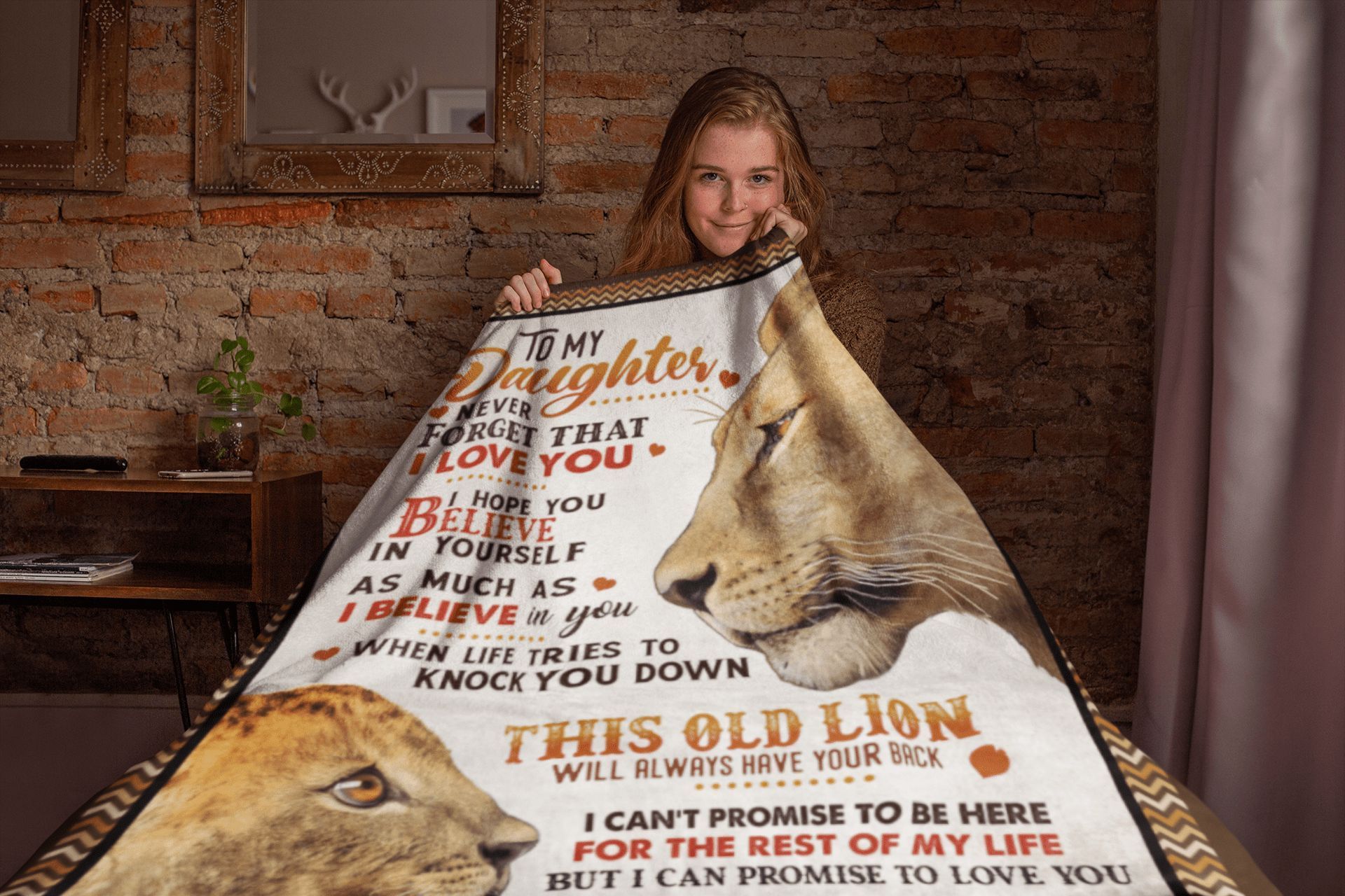 To My Daughter Lion Sherpa Fleece Blanket