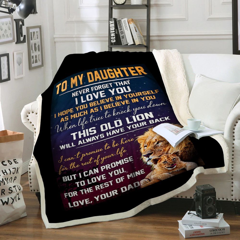To My Daughter Lion Sherpa Fleece Blanket