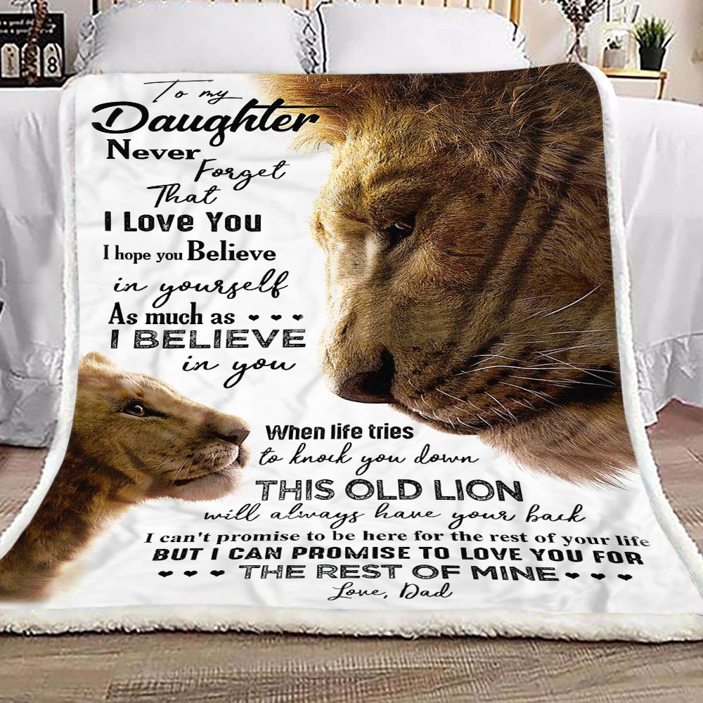 To My Daughter Lion Dad Fleece Blanket