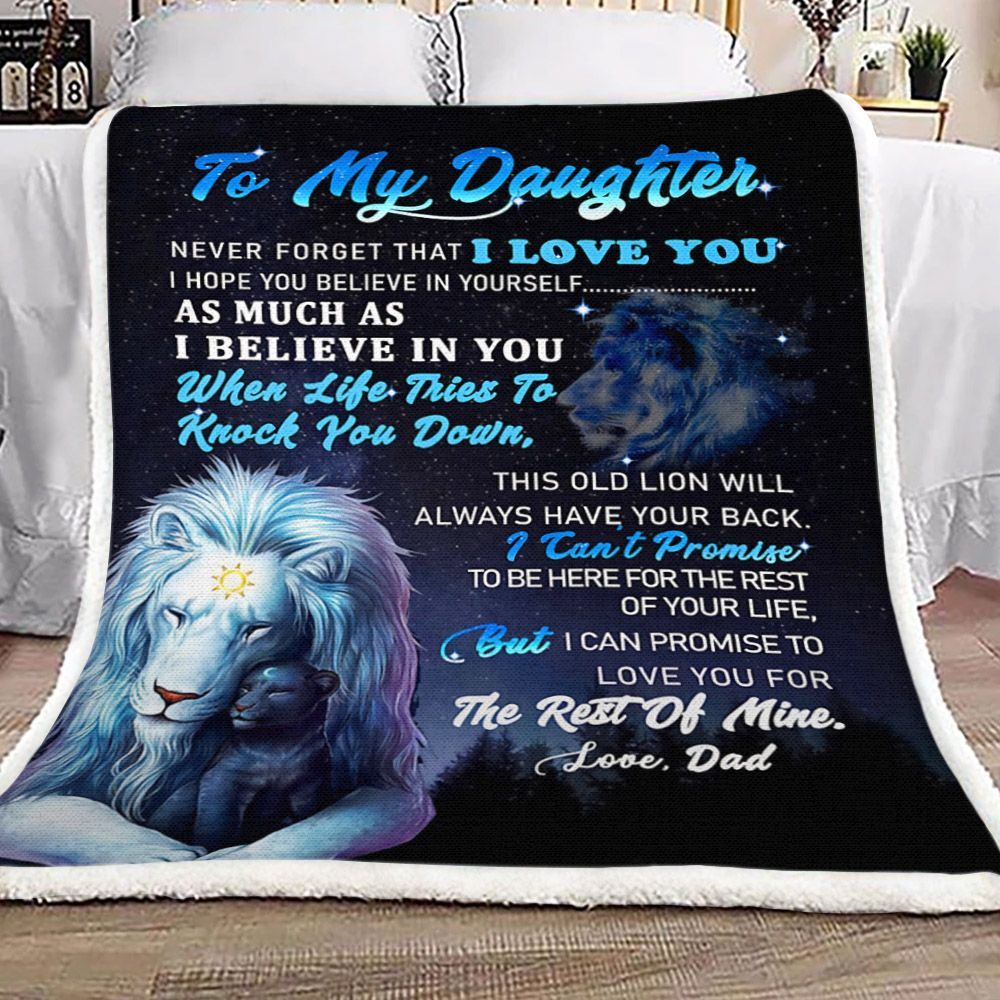 To My Daughter Lion Sherpa Fleece Blanket