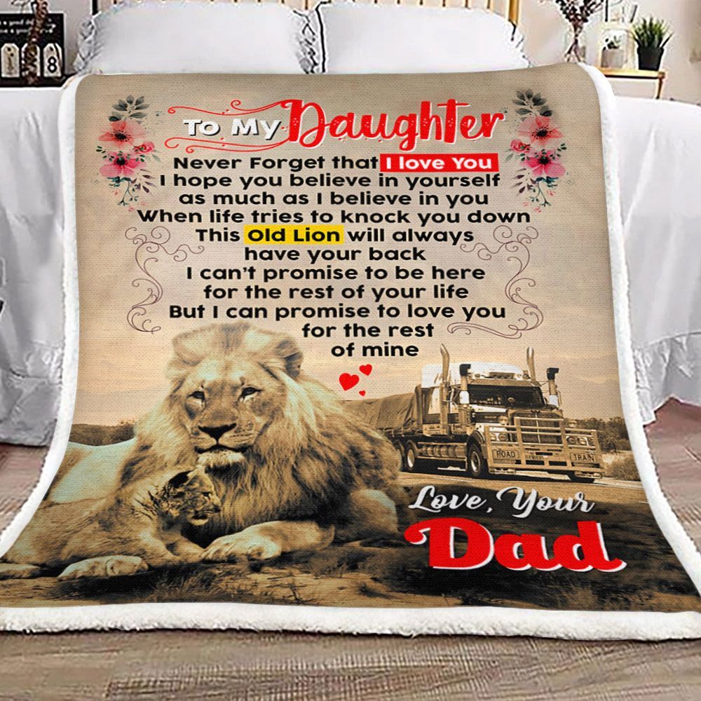To My Daughter Lion Sherpa Fleece Blanket