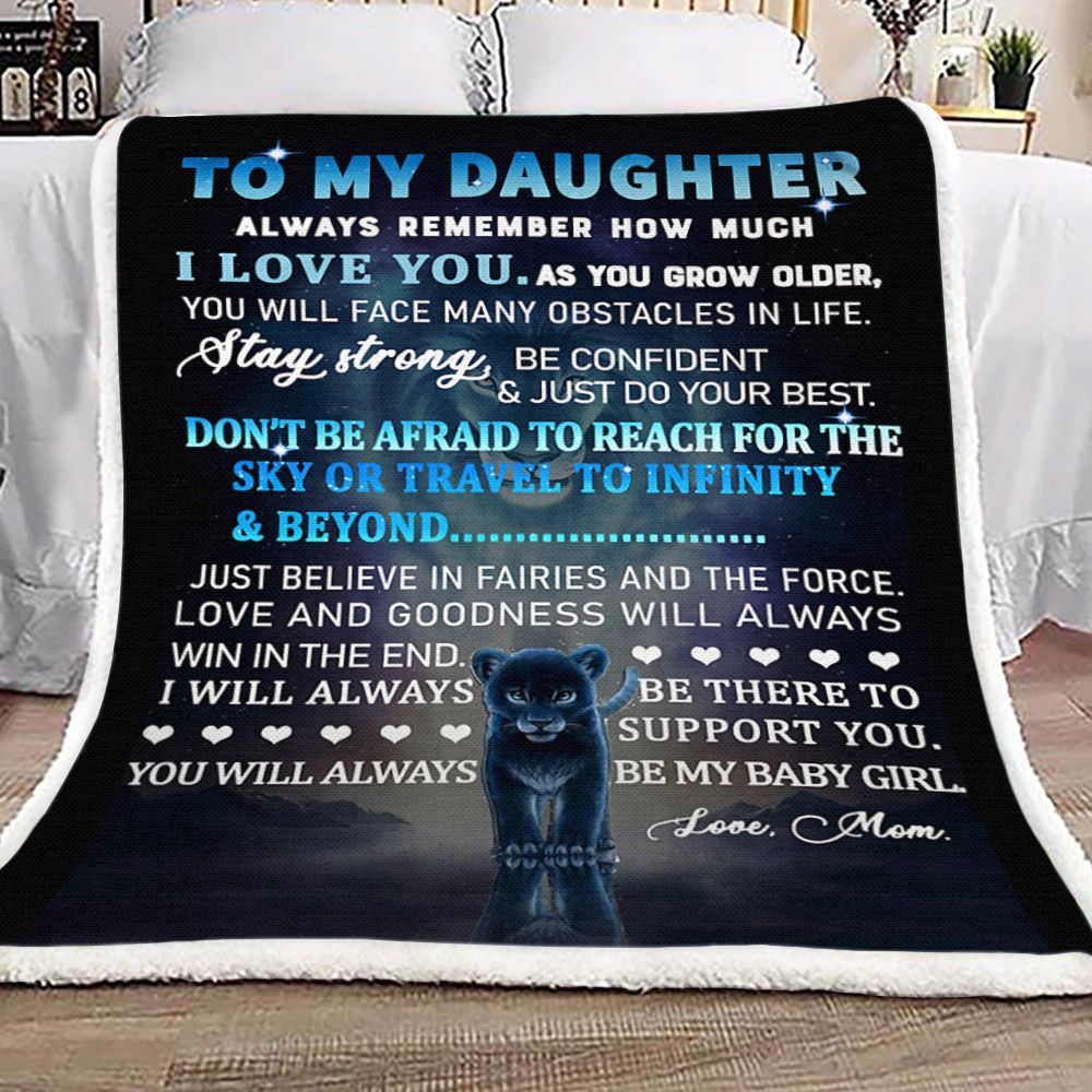 To My Daughter Lion Sherpa Fleece Blanket