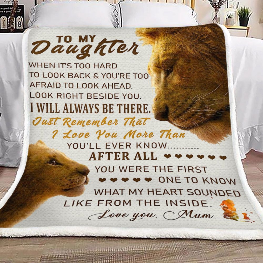 To My Daughter Lion Sherpa Fleece Blanket