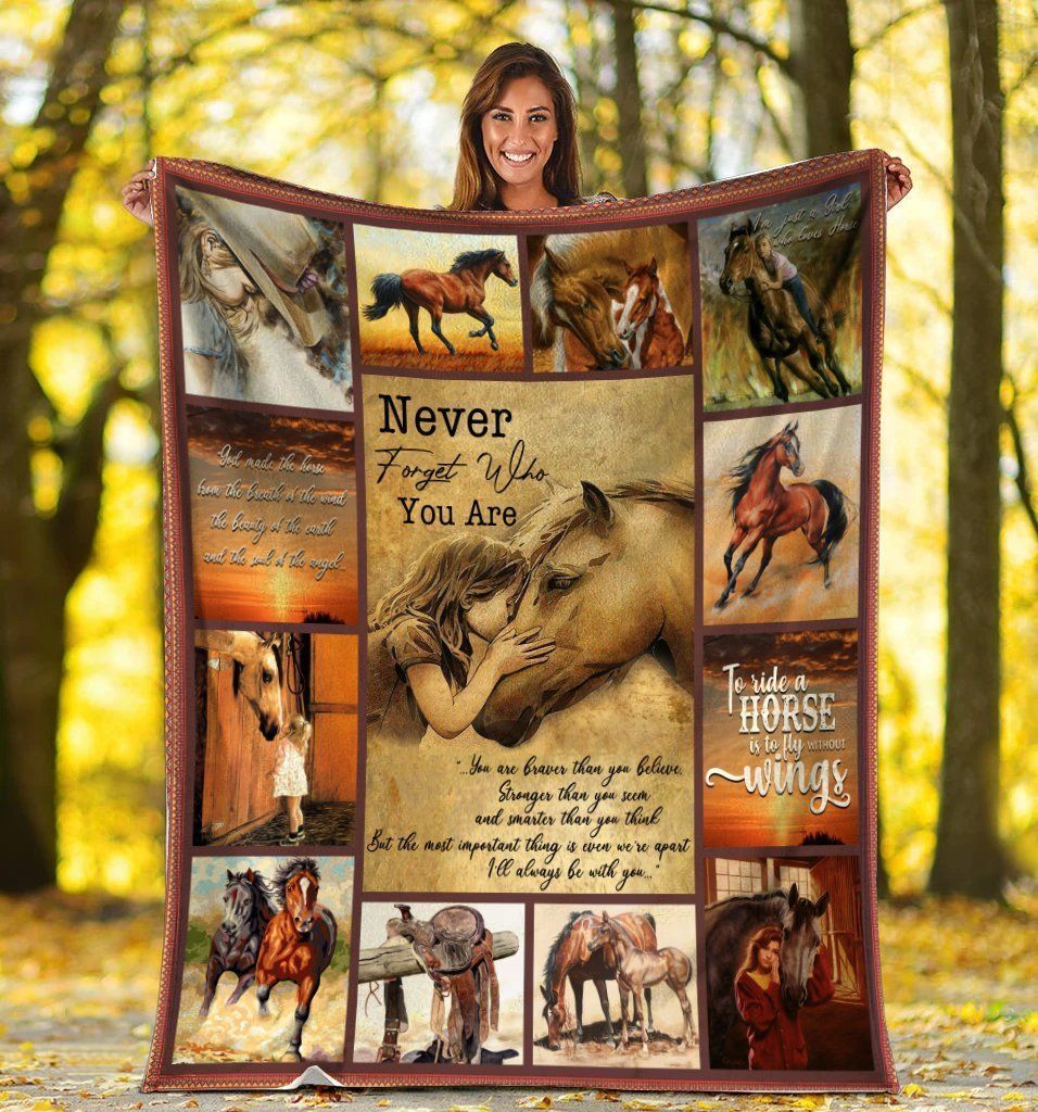 To My Daughter Little Girl Kissing Horse Fleece Blanket