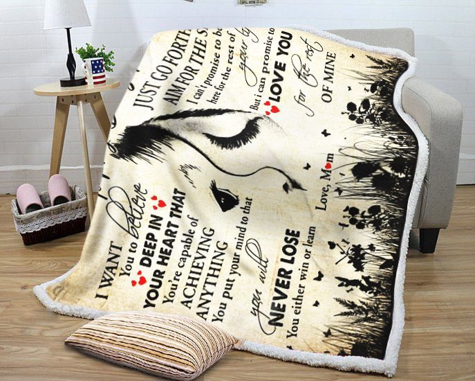 To My Daughter Love Mom Sherpa Fleece Blanket