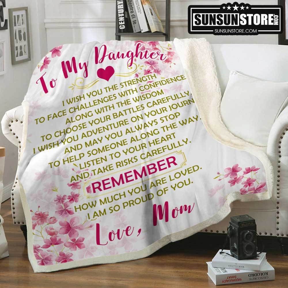 To My Daughter Love, Mom Sherpa Fleece Blanket
