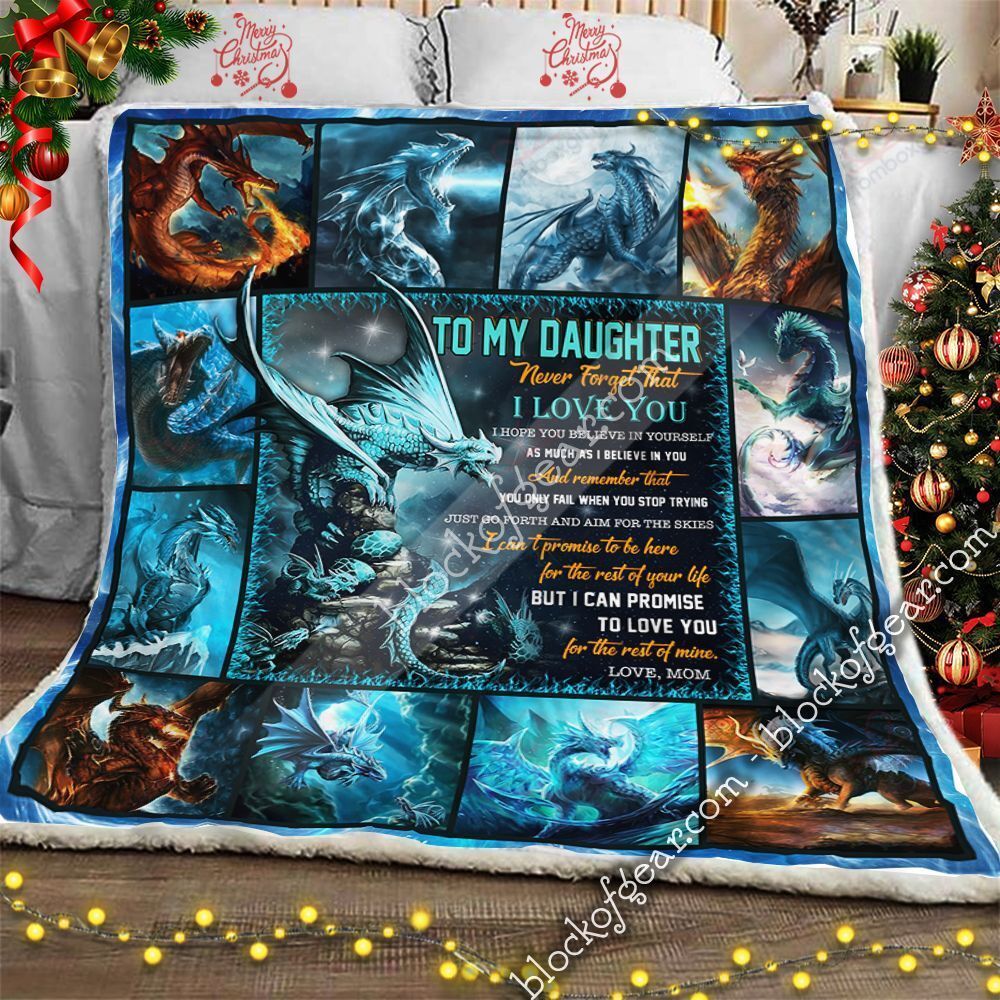 To My Daughter Love Mom Dragon Sherpa Fleece Blanket