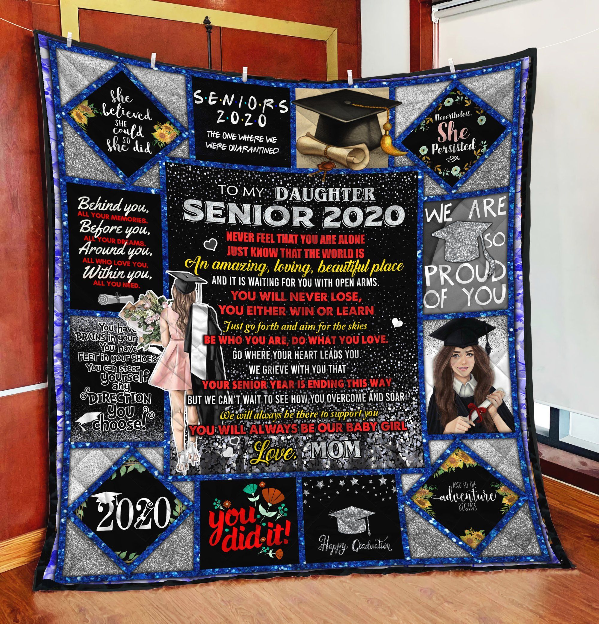 To My Daughter Love Mom GS-CL-LD1905 Quilt Blanket