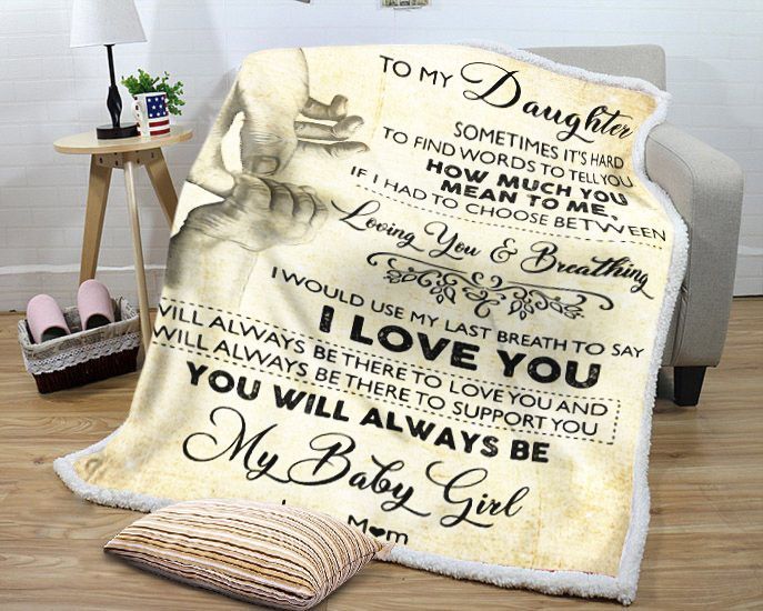 To My Daughter Love Mom Sherpa Fleece Blanket