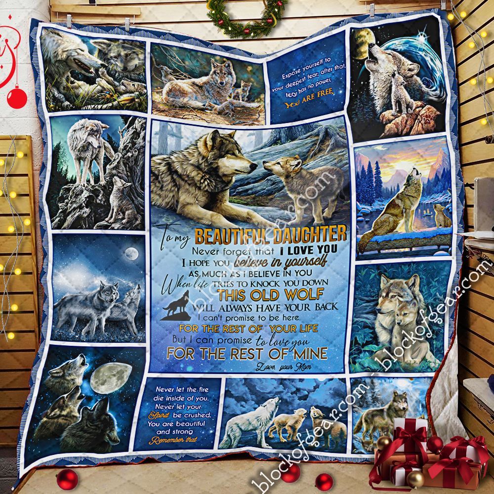 To My Daughter Love Mom Wolf Love You GS-CL-LD3012 Quilt Blanket