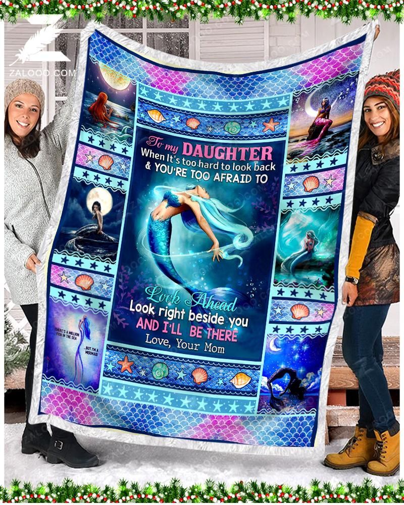 To My Daughter Mermaid Mom Sherpa Fleece Blanket