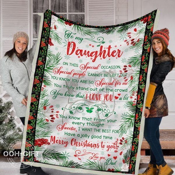 To My Daughter Merry Christmas Sherpa Fleece Blanket