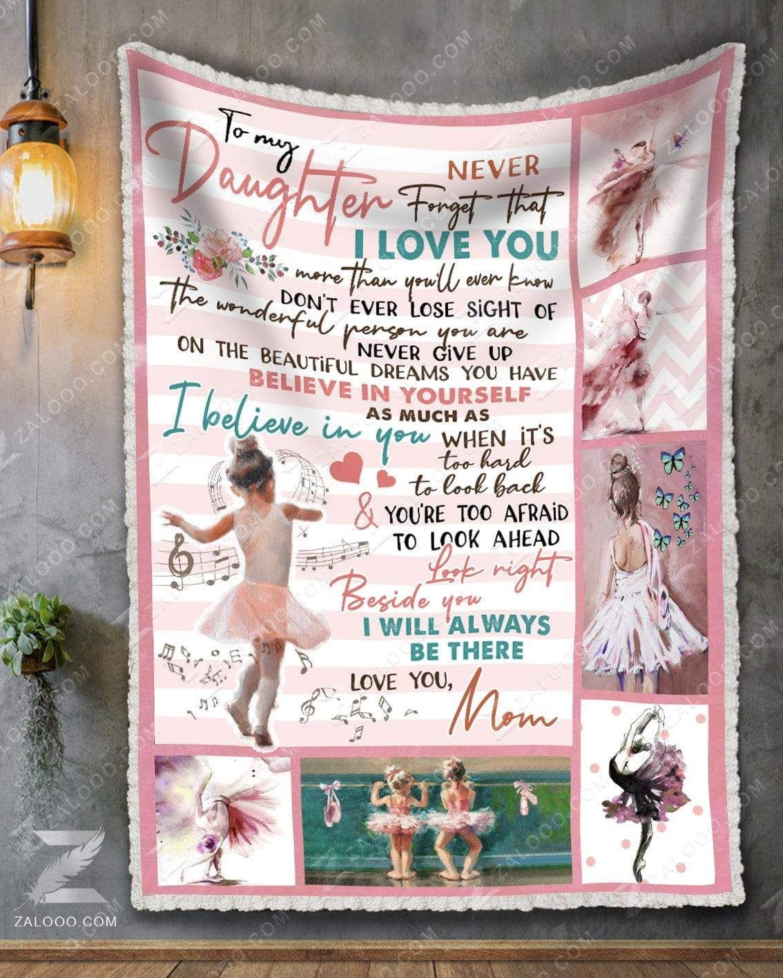 To My Daughter Mom Ballet Sherpa Fleece Blanket