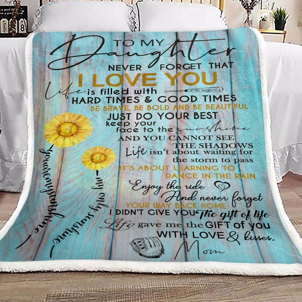 To My Daughter Mom Baseball Sherpa Fleece Blanket