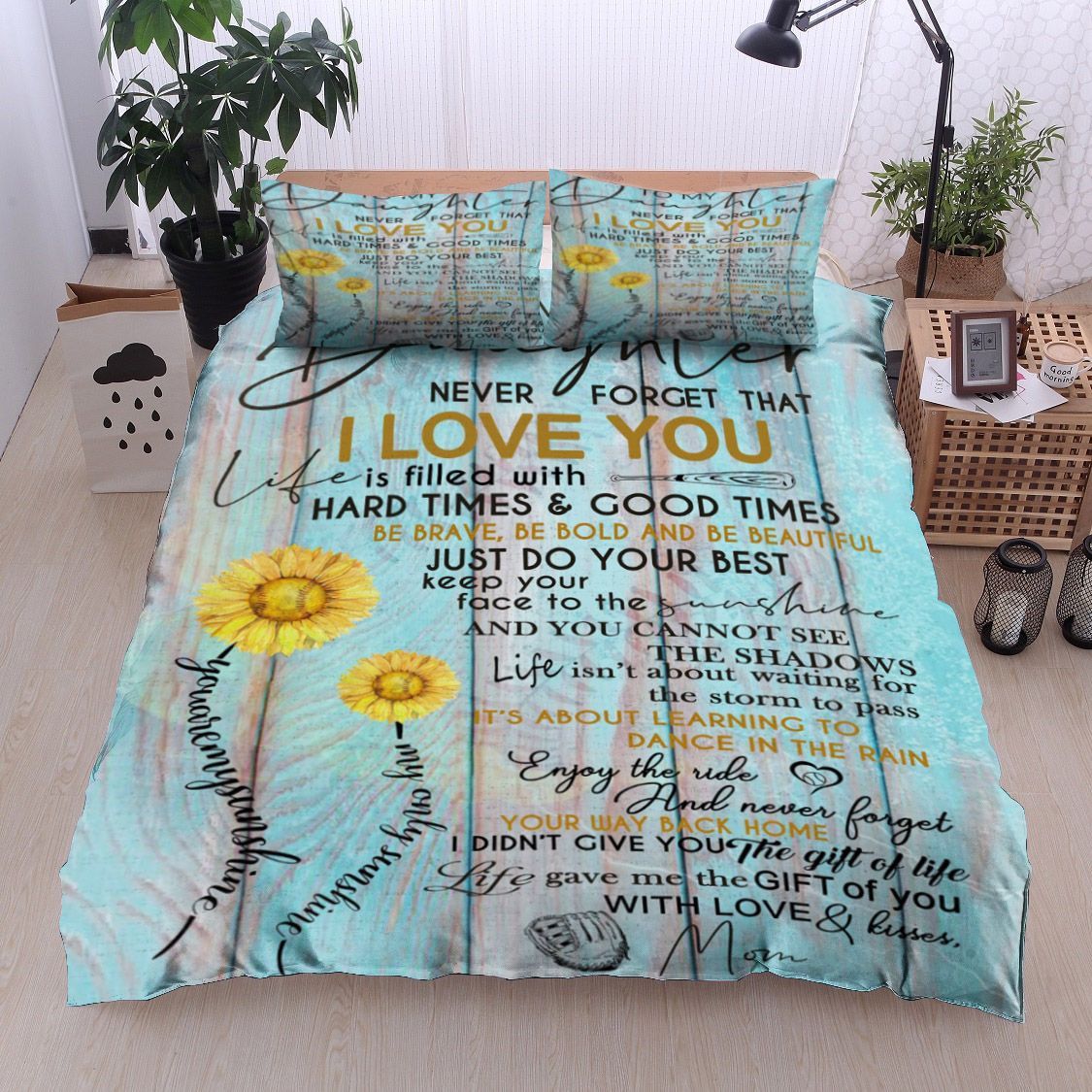 To My Daughter Mom Baseball Bedding Set