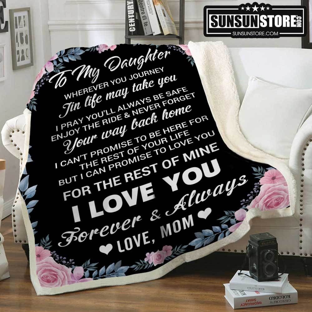 To My Daughter Mom Black Sherpa Fleece Blanket