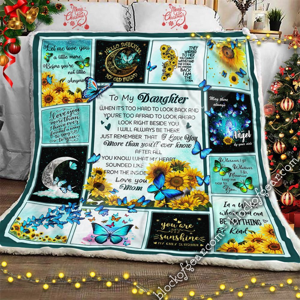 To My Daughter Mom Butterfly Love You Sherpa Fleece Blanket