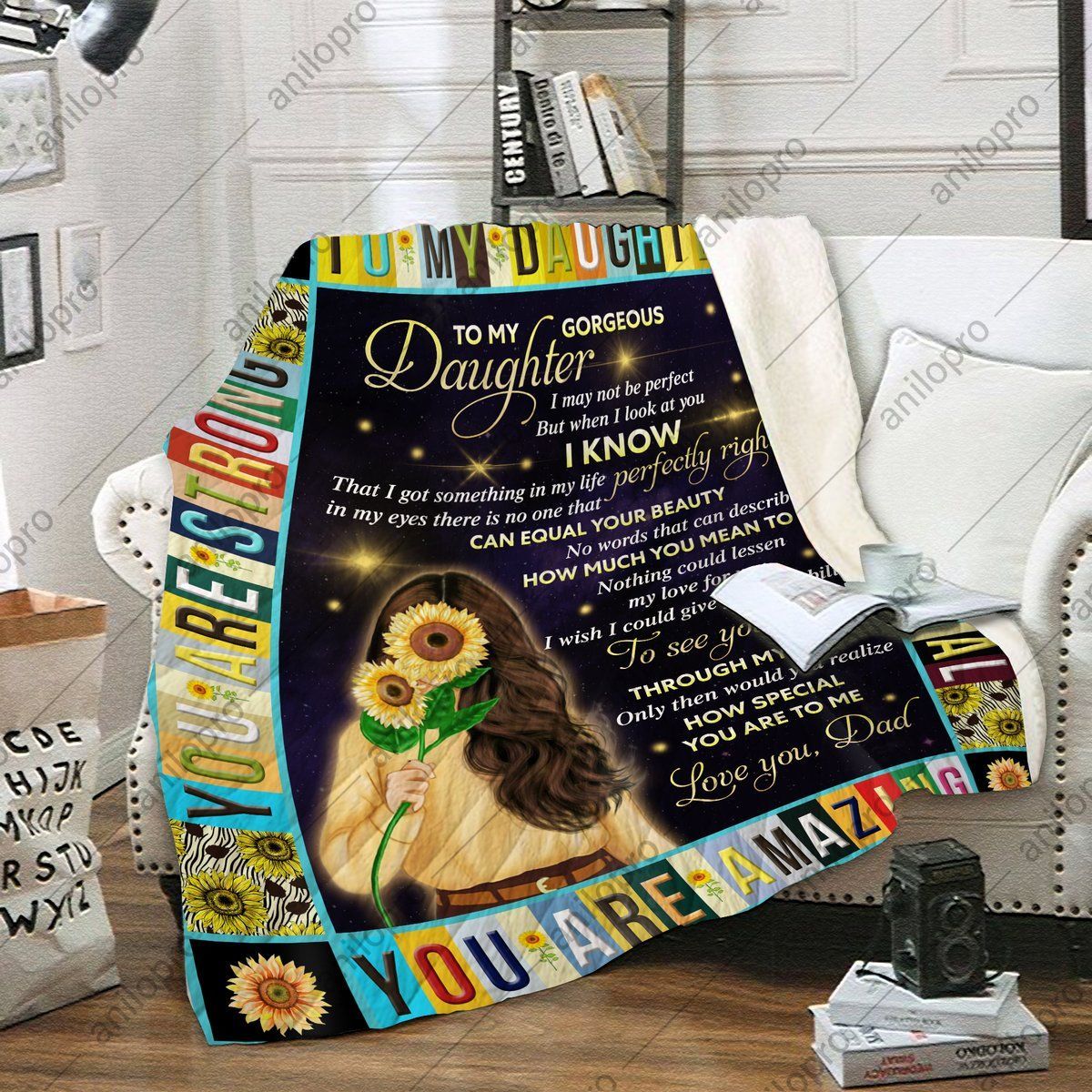 To My Daughter Mom Sherpa Fleece Blanket