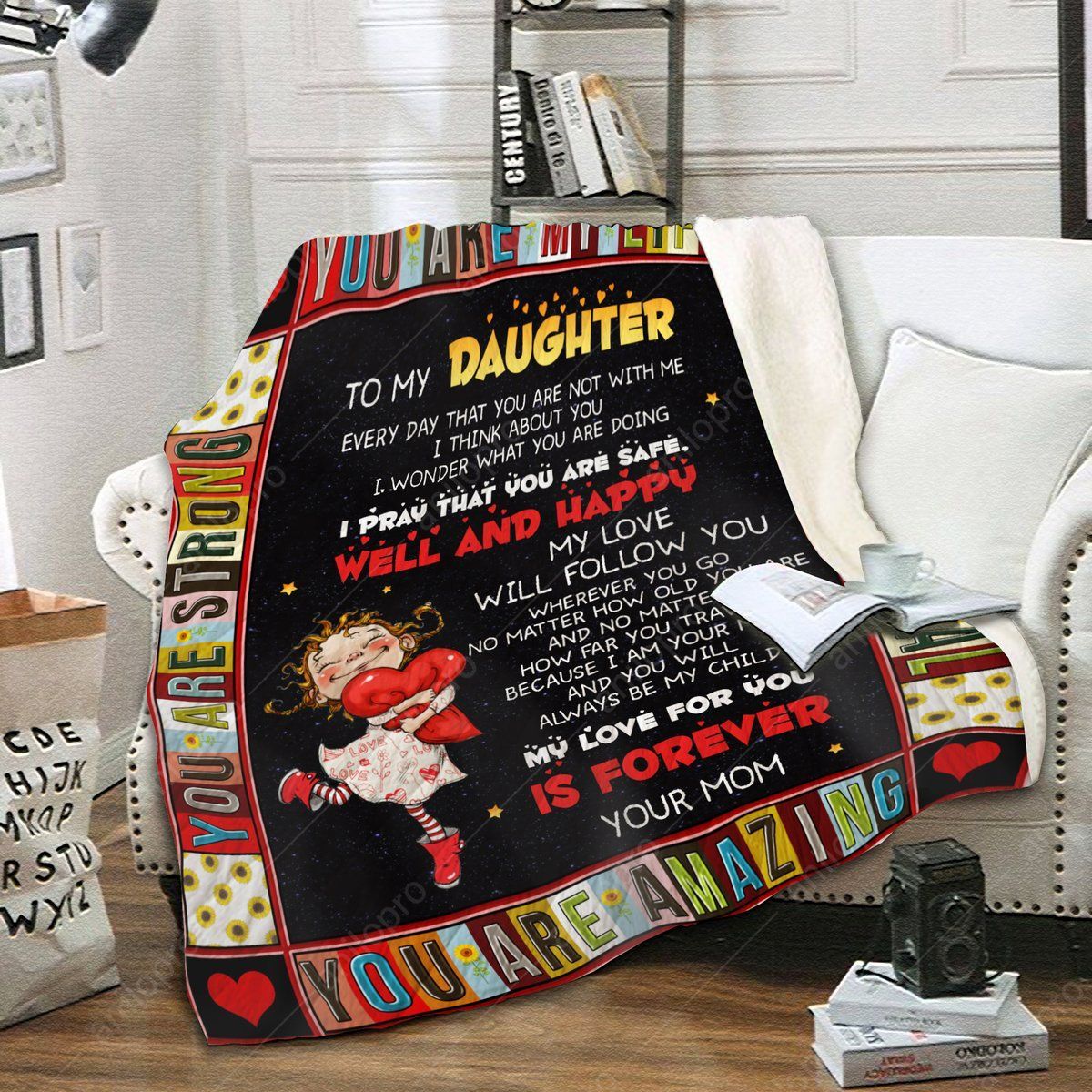 To My Daughter Mom Sherpa Fleece Blanket