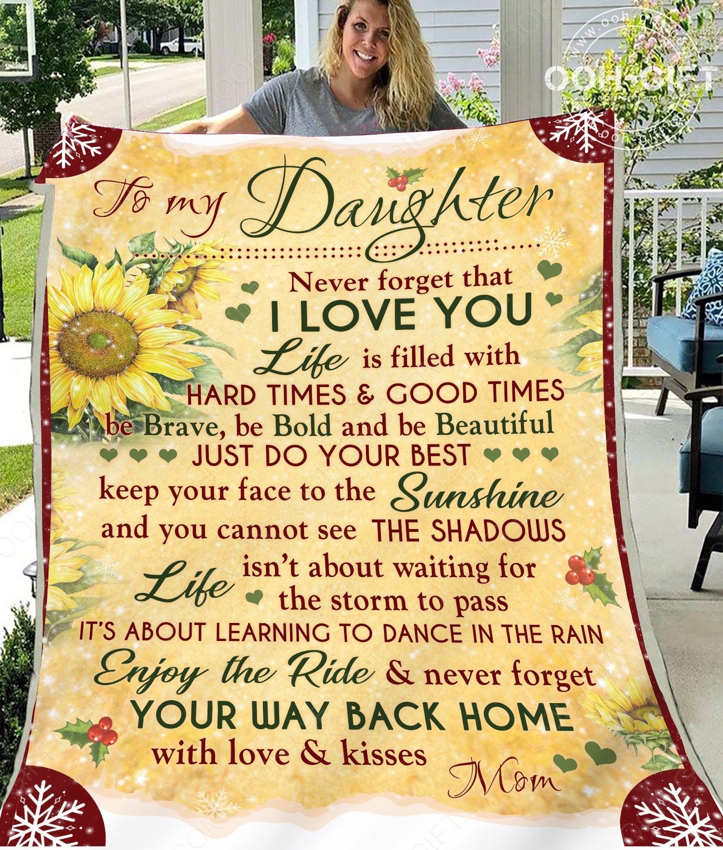 To My Daughter Mom Sherpa Fleece Blanket