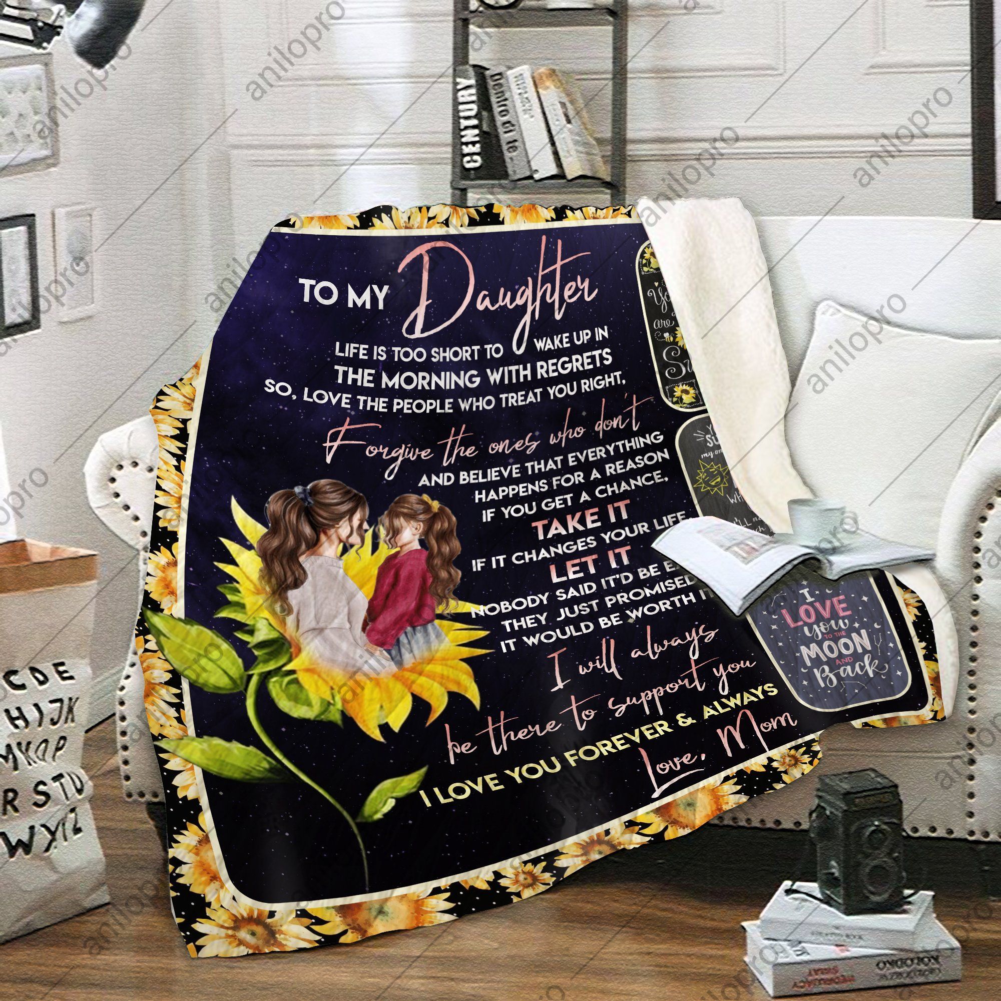 To My Daughter Mom Sherpa Fleece Blanket
