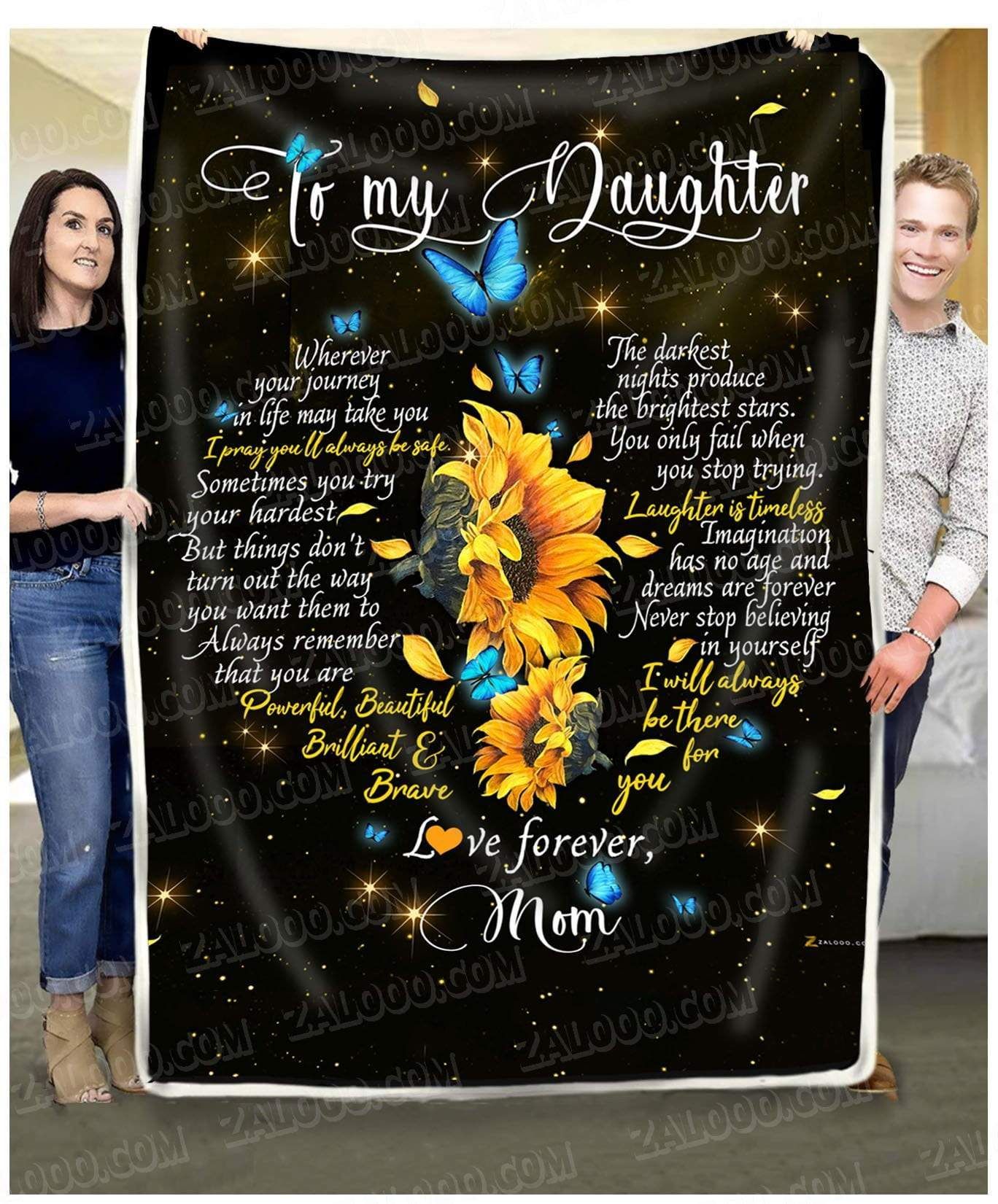To My Daughter Mom Sherpa Fleece Blanket