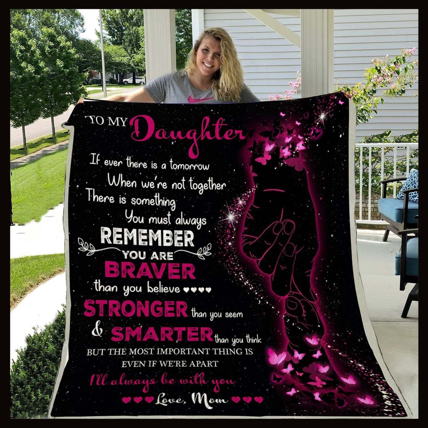 To My Daughter Mom Sherpa Fleece Blanket