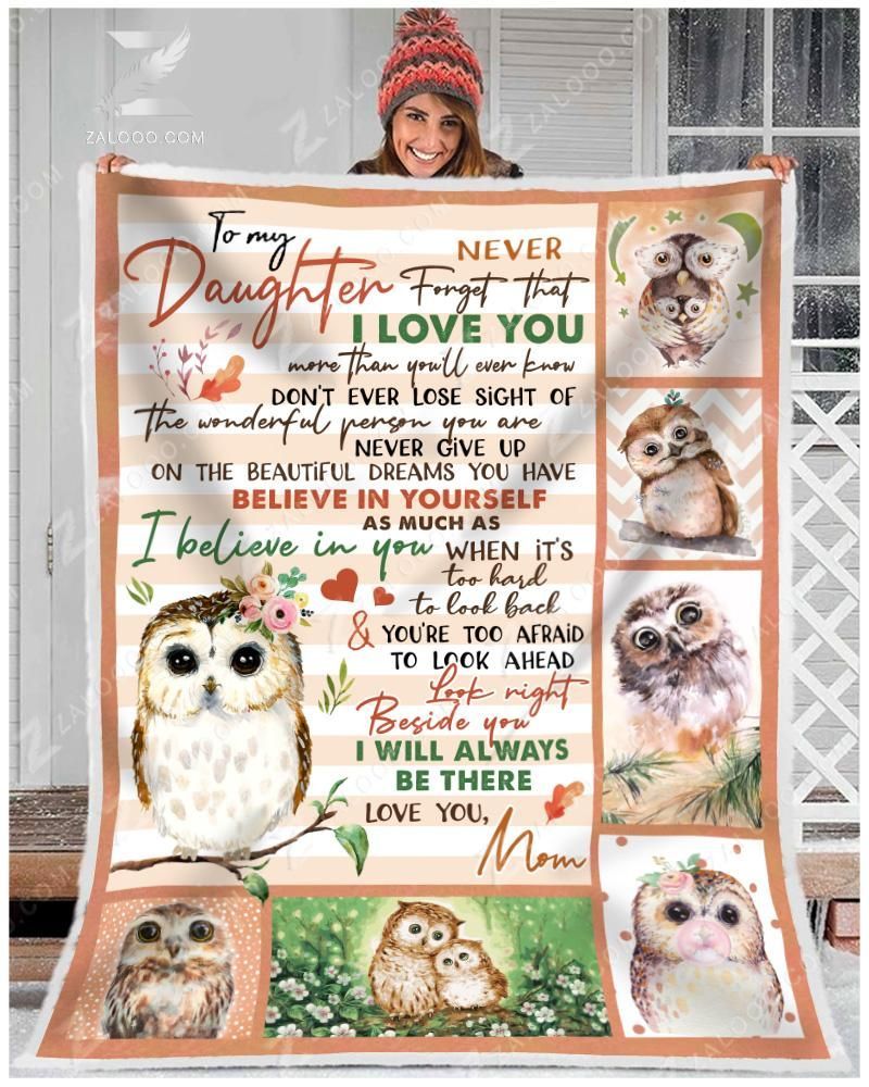 To My Daughter Mom Owl Sherpa Fleece Blanket