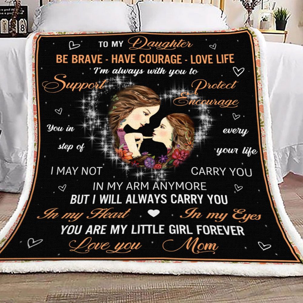 To My Daughter My Little Girl Forever Sherpa Fleece Sherpa Fleece Blanket