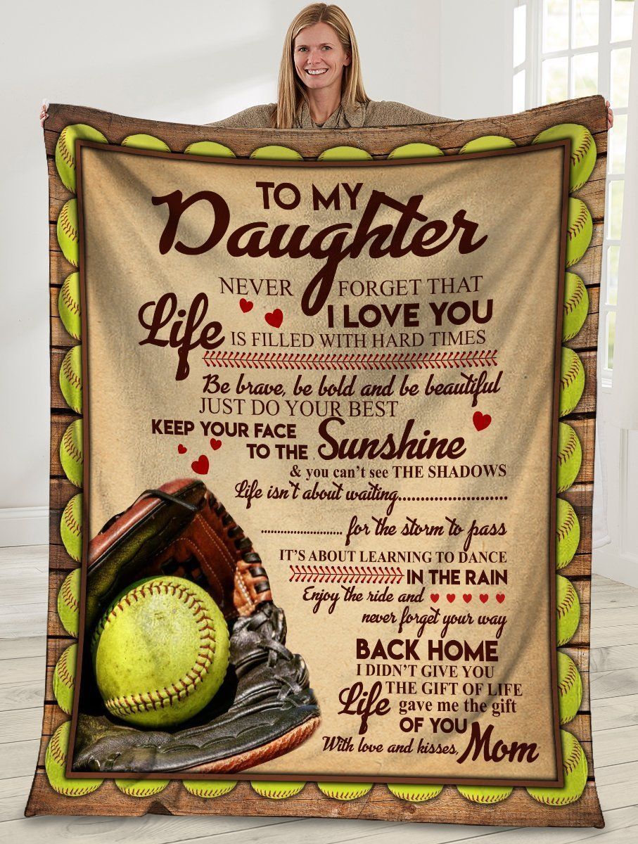 To My Daughter Never Forget That I Love You Baseball Fleece Blanket