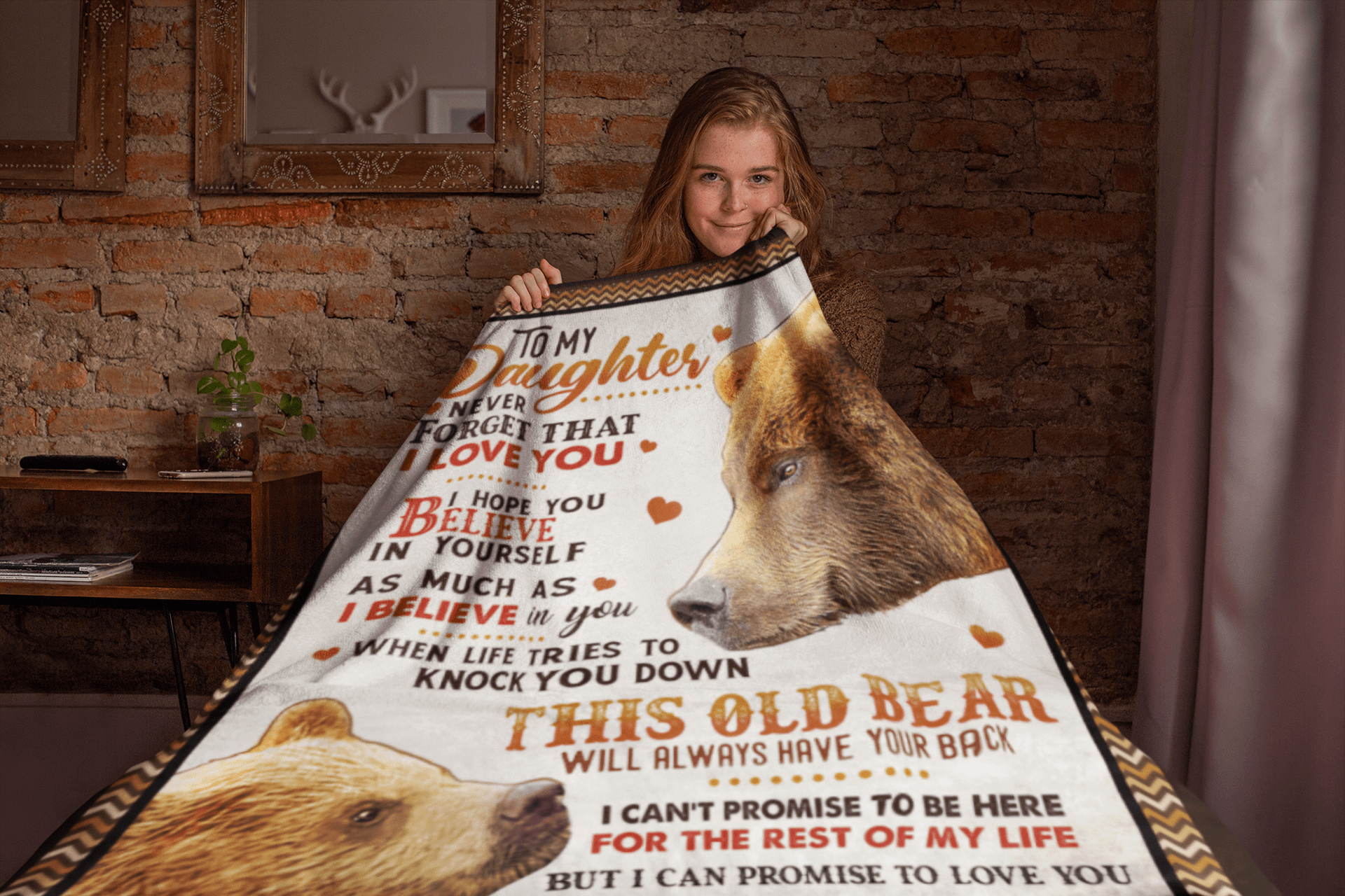 To My Daughter Never Forget That I Love You Hope You Believe In Yourself Bear Sherpa Fleece Blanket