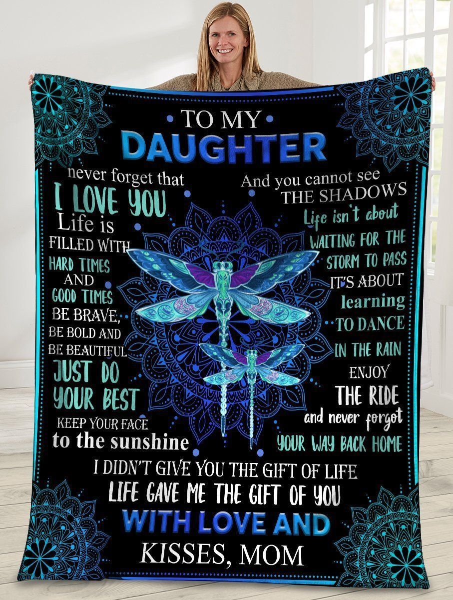To My Daughter Never Forget That I Love You Namaste Dragonfly Fleece Blanket