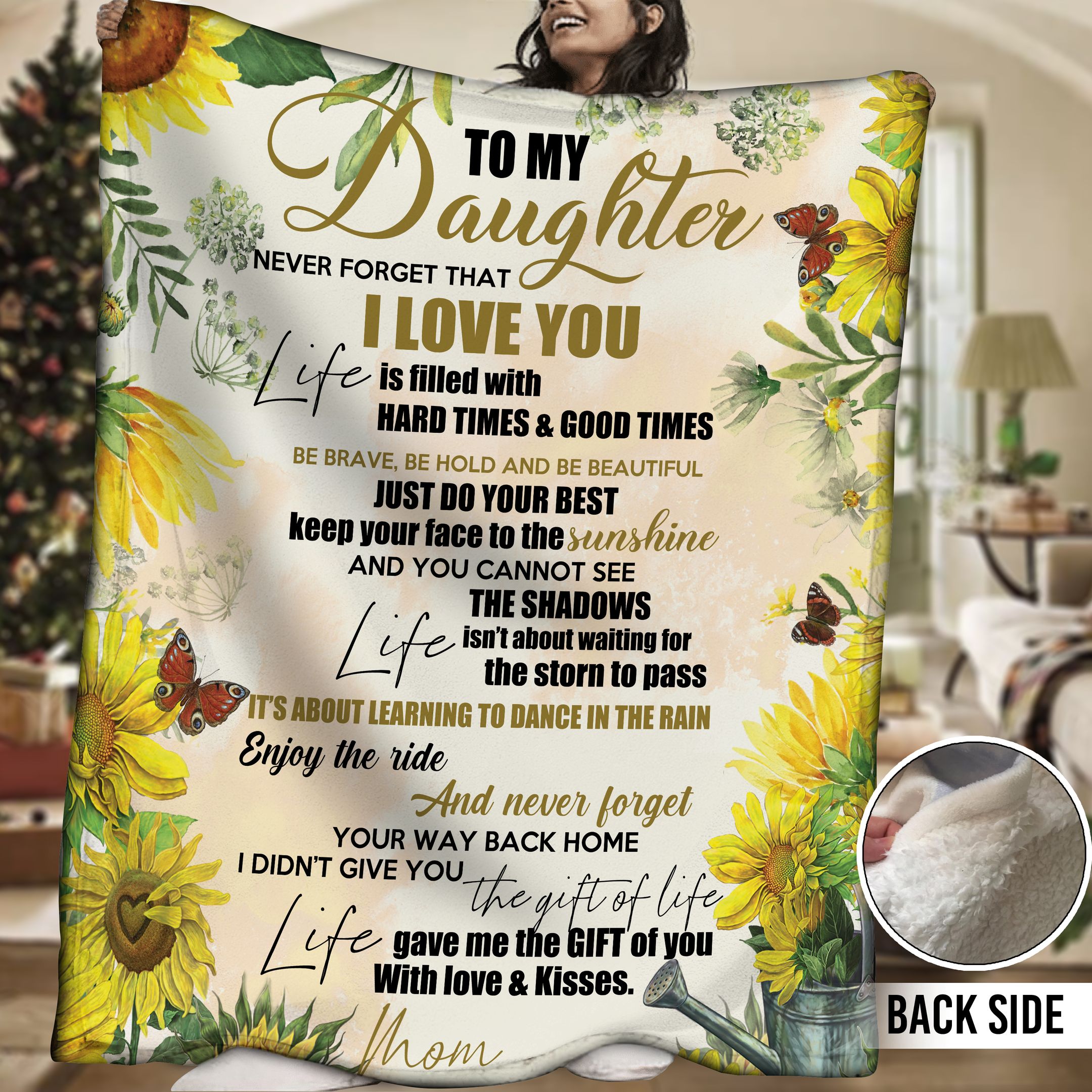 To My Daughter Never Sherpa Fleece Blanket