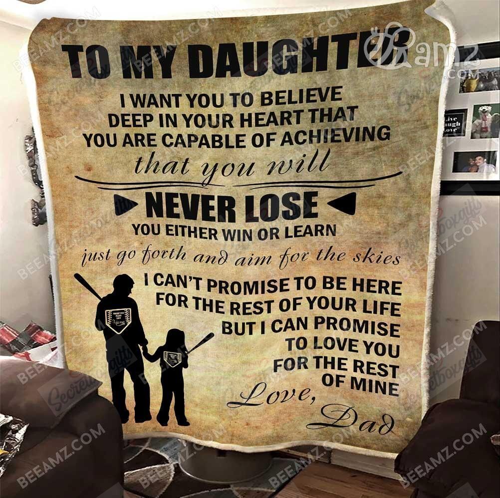 To My Daughter Never Lose 3D From Dad To Daughter Fleece Blanket