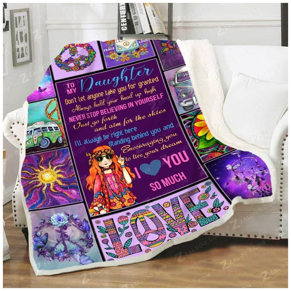 To My Daughter Never Stop Believing In Yourself Sherpa Fleece Blanket