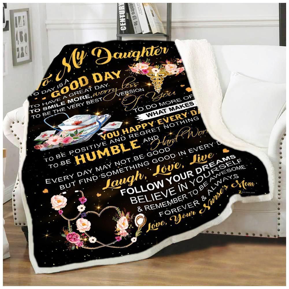 To My Daughter Nurse Sherpa Fleece Blanket