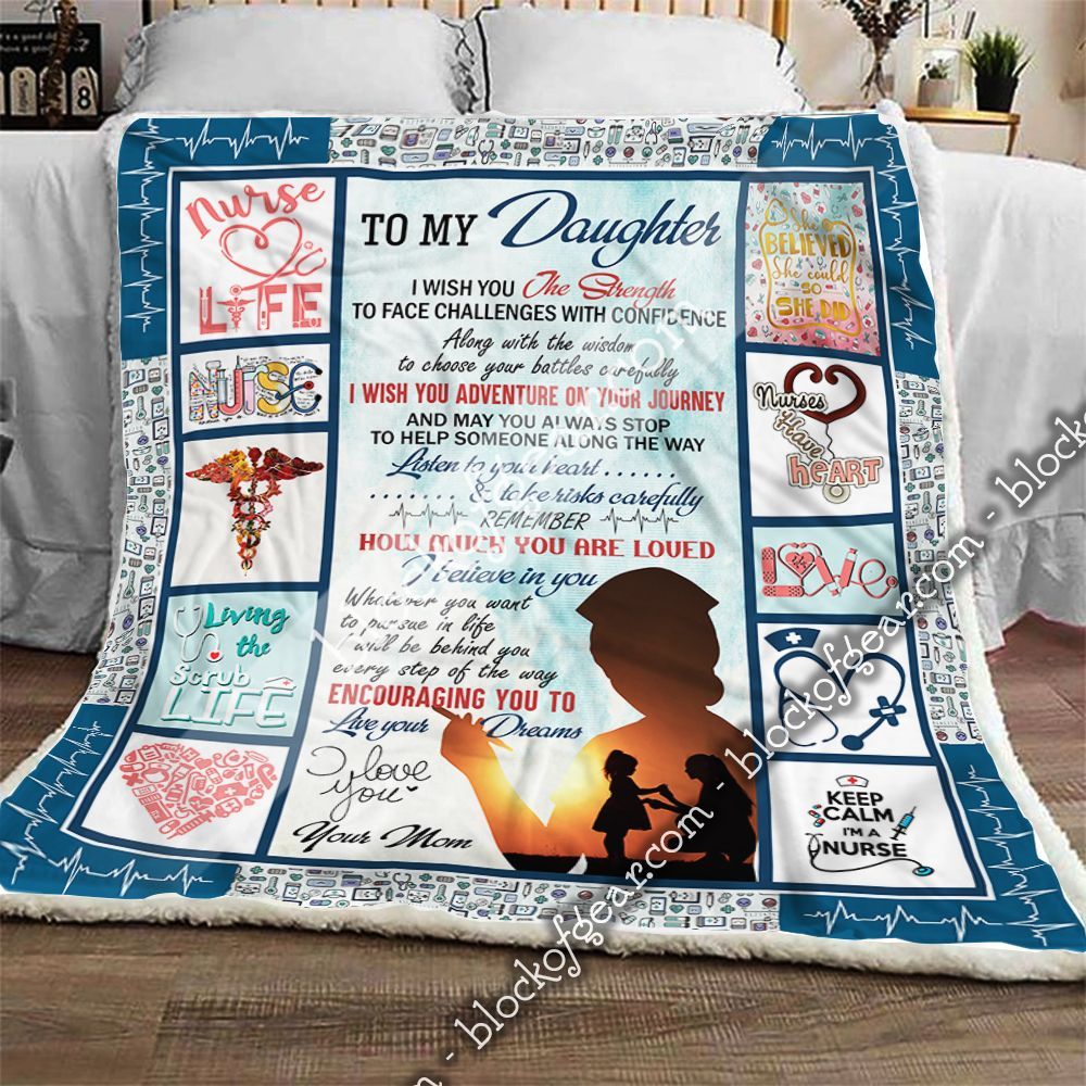 To My Daughter Nurse I Love You Sherpa Fleece Blanket